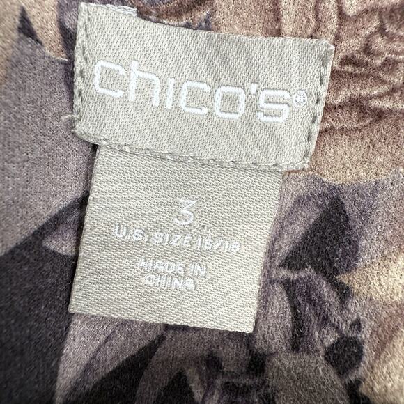 Chicos 3 Asymmetrical Zip Blazer Jacket Size XL Purple Floral Print Boxy Artsy - Picture 8 of 9